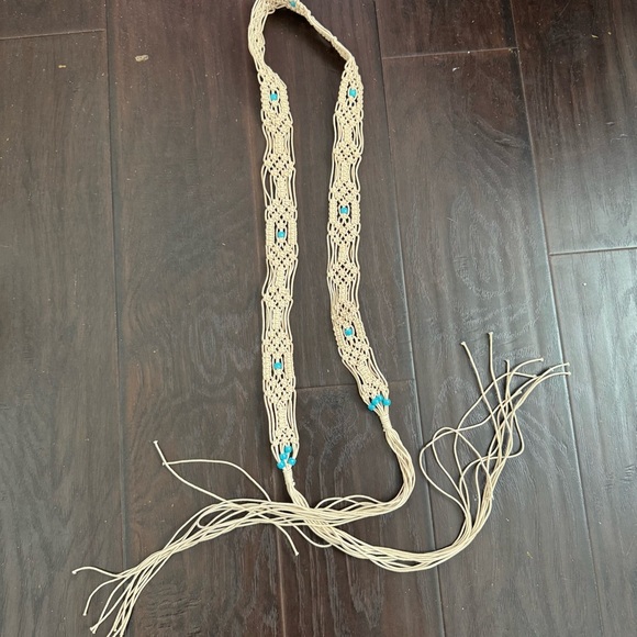 Macrame turquoise Woven Belt boho cottagecore Beachy - Picture 4 of 5